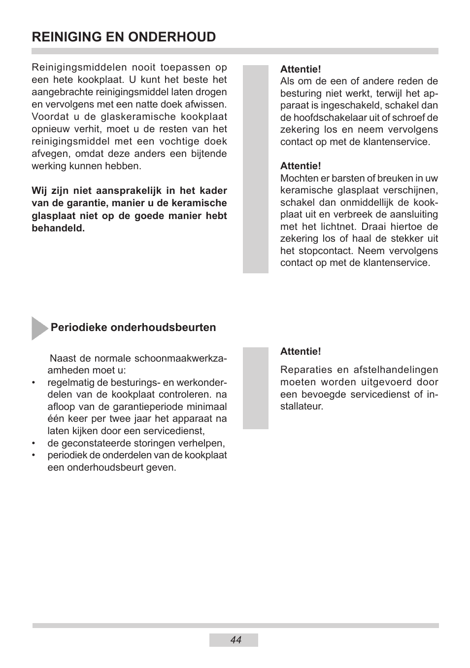 Reiniging en onderhoud | AMICA KMI 13298 C EN User Manual | Page 44 / 48