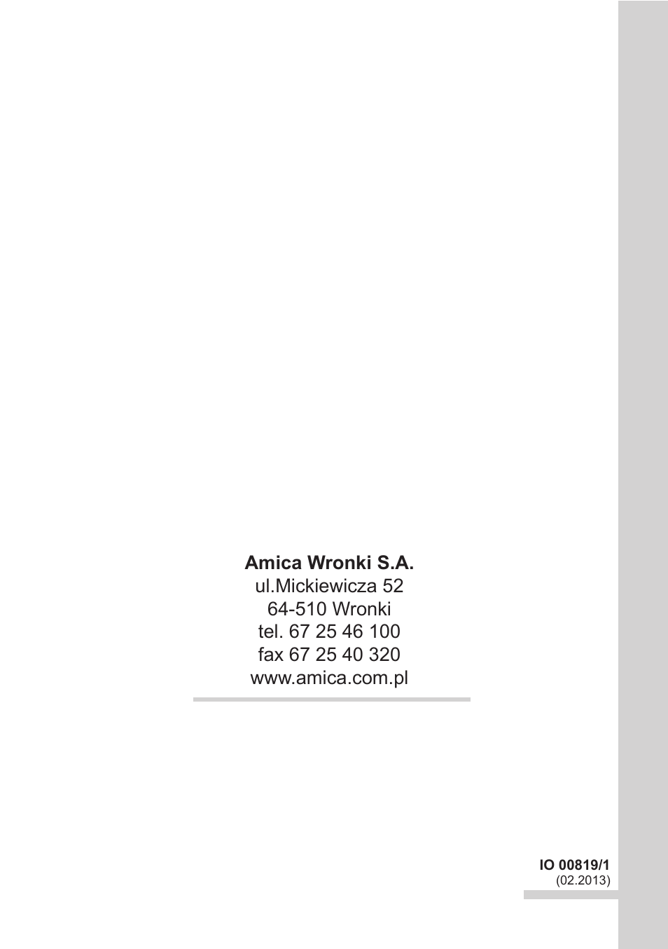 AMICA KMI 13298 C EN User Manual | Page 48 / 48