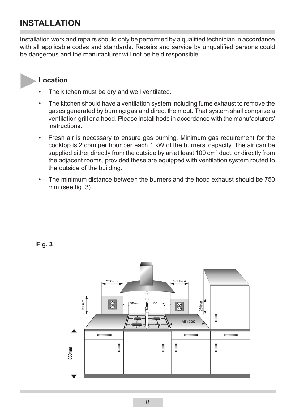 Installation | AMICA PGX6610 EN User Manual | Page 8 / 20