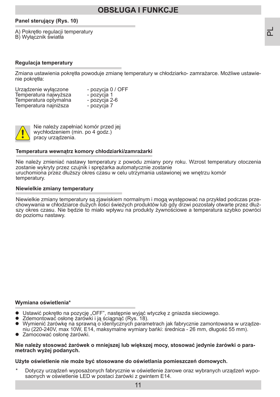 Obsługa i funkcje | AMICA FD228.3AA User Manual | Page 11 / 72