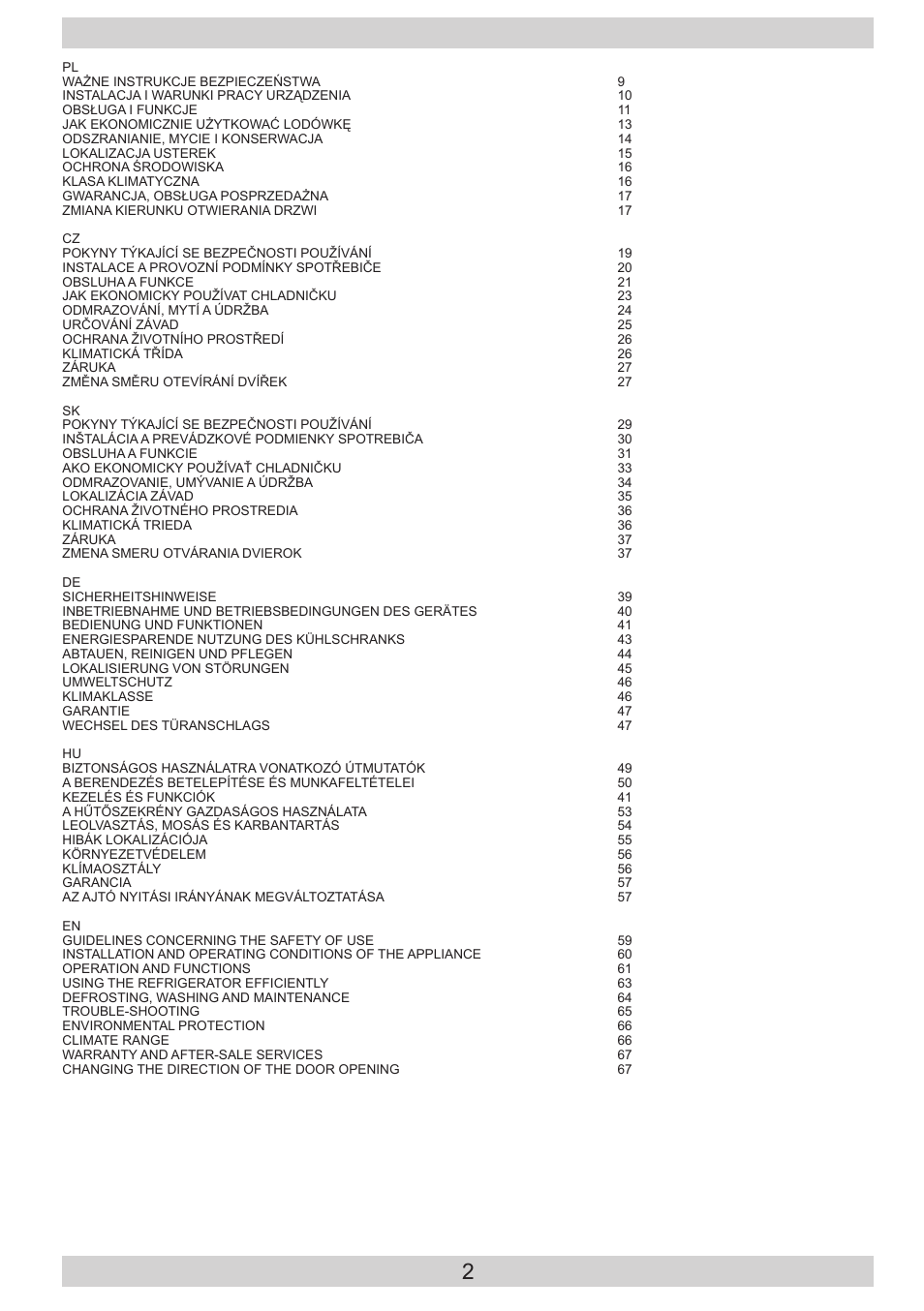 AMICA FD228.3AA User Manual | Page 2 / 72