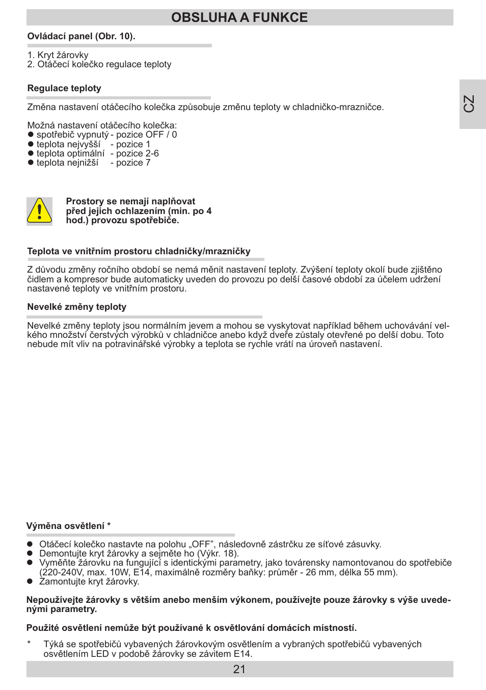 Obsluha a funkce | AMICA FD228.3AA User Manual | Page 21 / 72