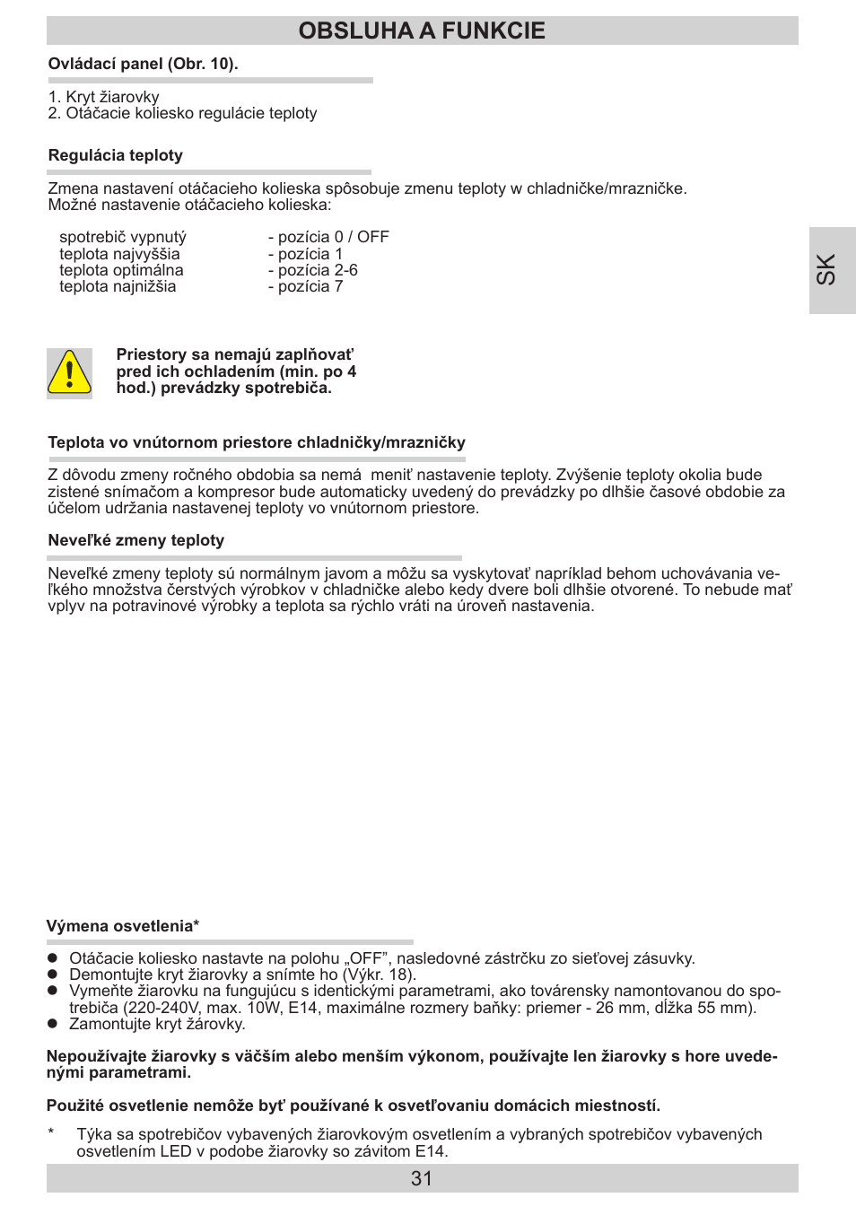 Obsluha a funkcie | AMICA FD228.3AA User Manual | Page 31 / 72
