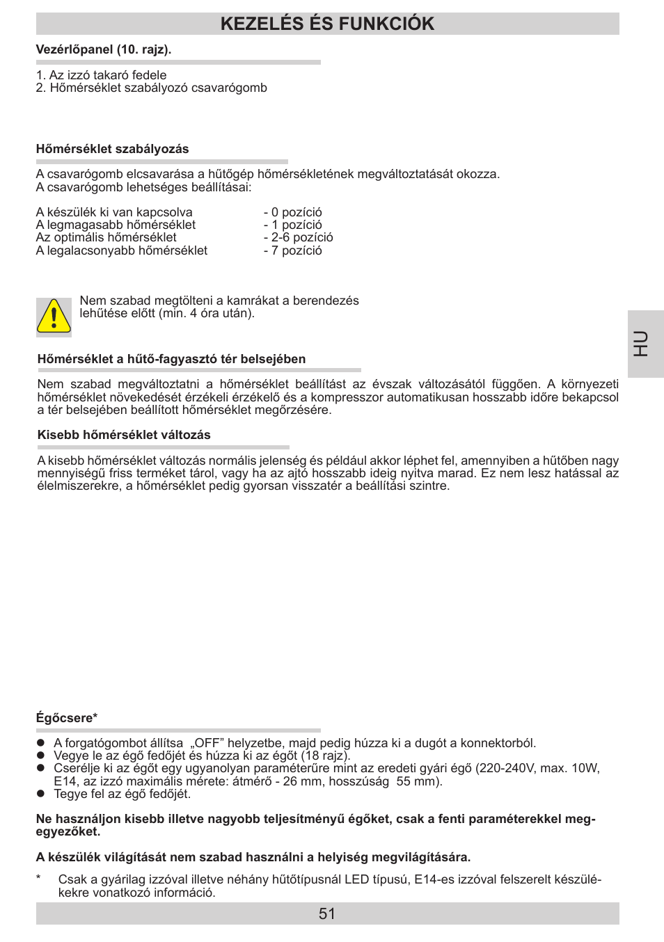 Kezelés és funkciók | AMICA FD228.3AA User Manual | Page 51 / 72