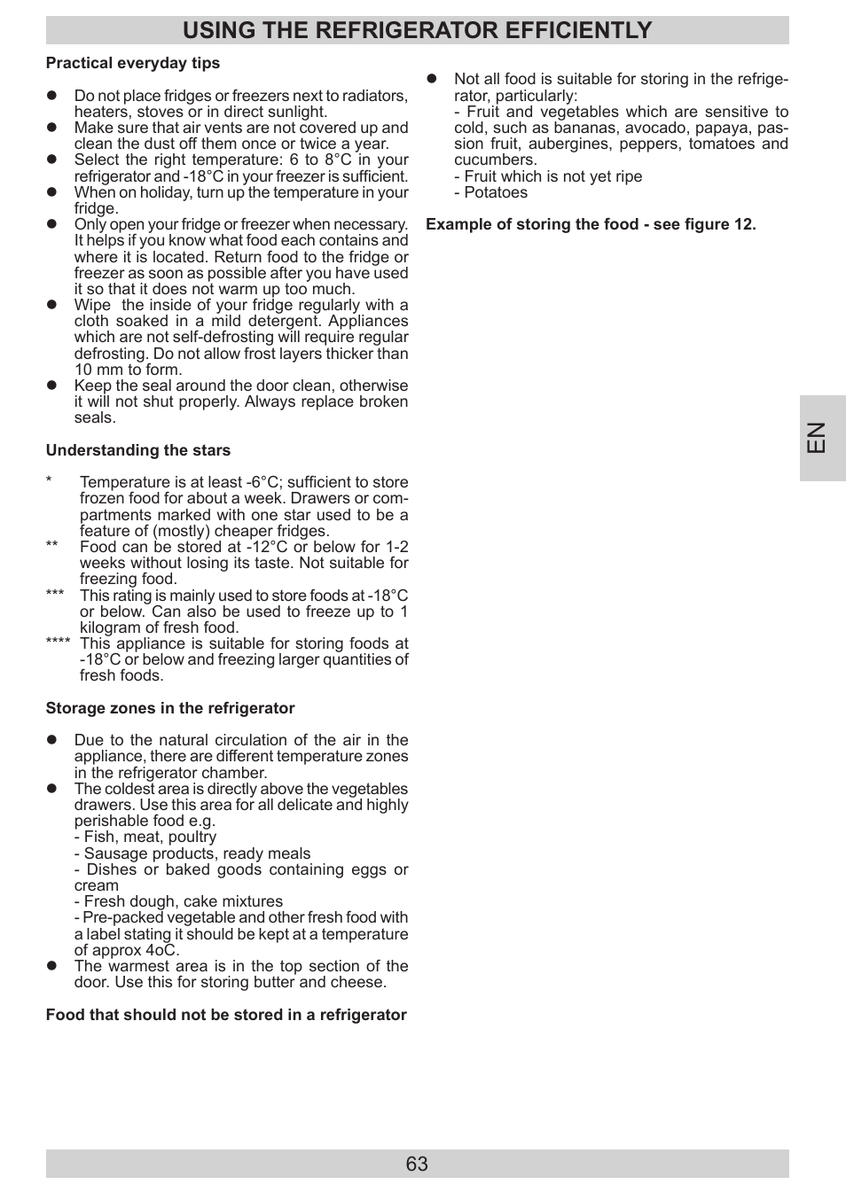 Using the refrigerator efficiently | AMICA FD228.3AA User Manual | Page 63 / 72