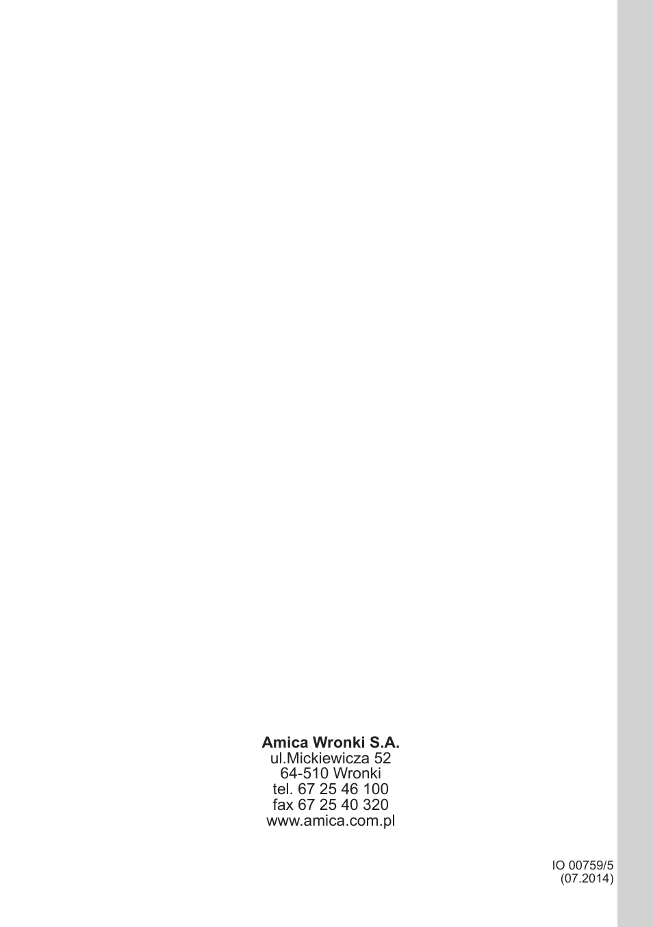 AMICA FD228.3AA User Manual | Page 72 / 72