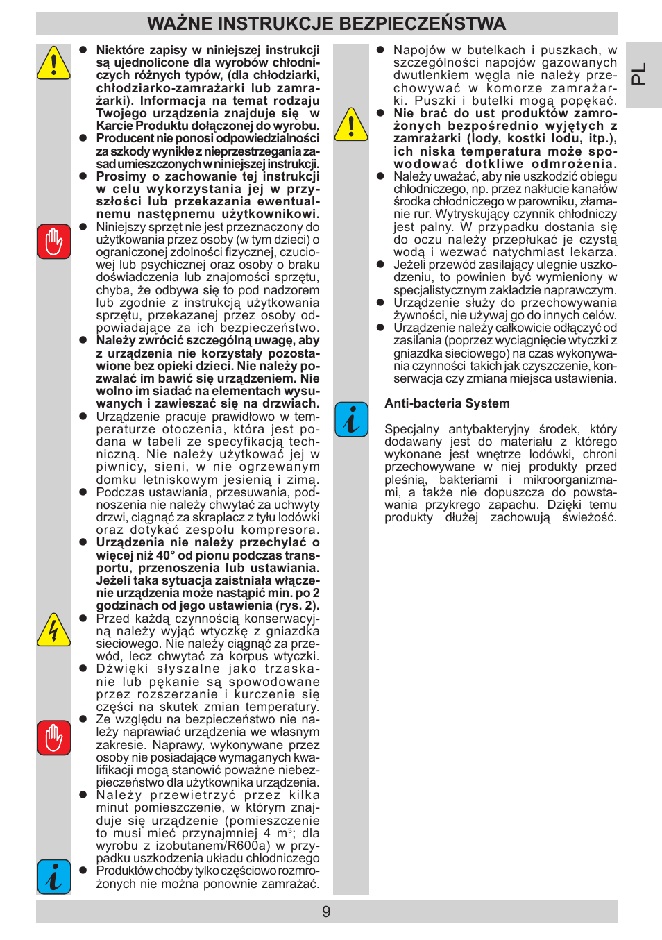 Ważne instrukcje bezpieczeństwa | AMICA FD228.3AA User Manual | Page 9 / 72
