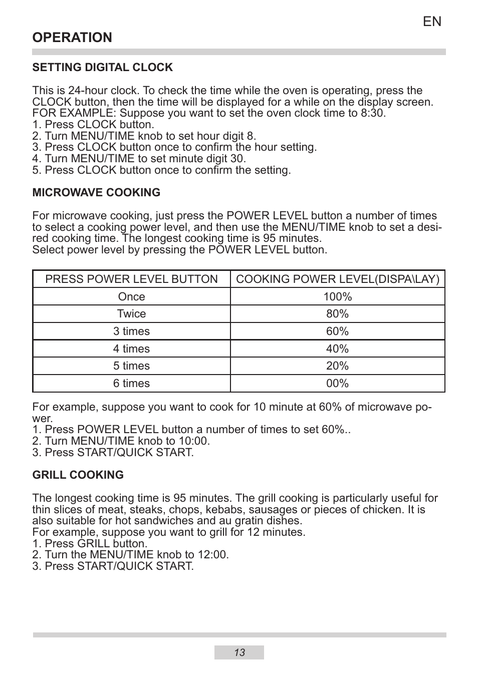 Operation en | AMICA IM 11611-90 X EN User Manual | Page 13 / 44