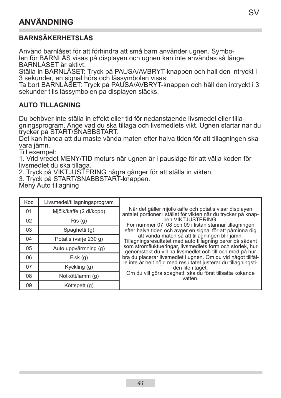 Användning sv | AMICA IM 11611-90 X EN User Manual | Page 41 / 44