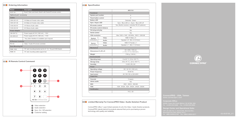 頁面 2 | ConnectPRO AVS-18-I User Manual | Page 2 / 2