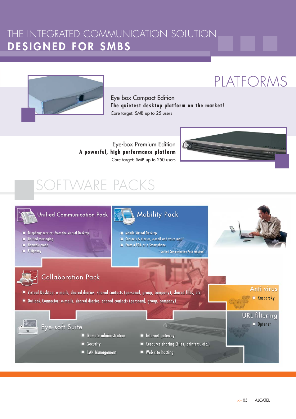 Platforms, Software packs, The integrated communication solution | Alcatel-Lucent Eye-Box User Manual | Page 5 / 6