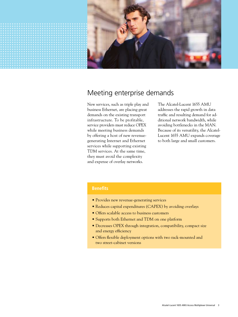 Meeting enterprise demands | Alcatel-Lucent 1655 AMU User Manual | Page 3 / 12