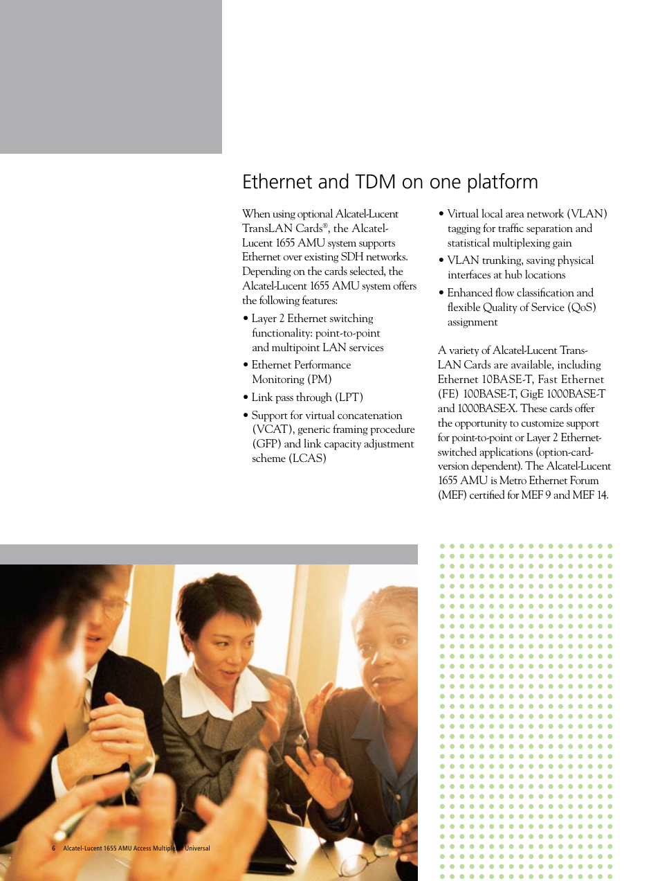 Ethernet and tdm on one platform | Alcatel-Lucent 1655 AMU User Manual | Page 6 / 12