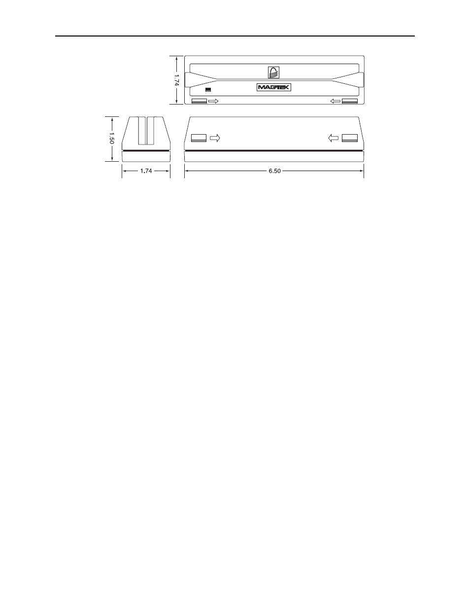 Figure 1-2. dimensions | MagTek USB MagnePrint Swipe Reader with Encryption User Manual | Page 13 / 72