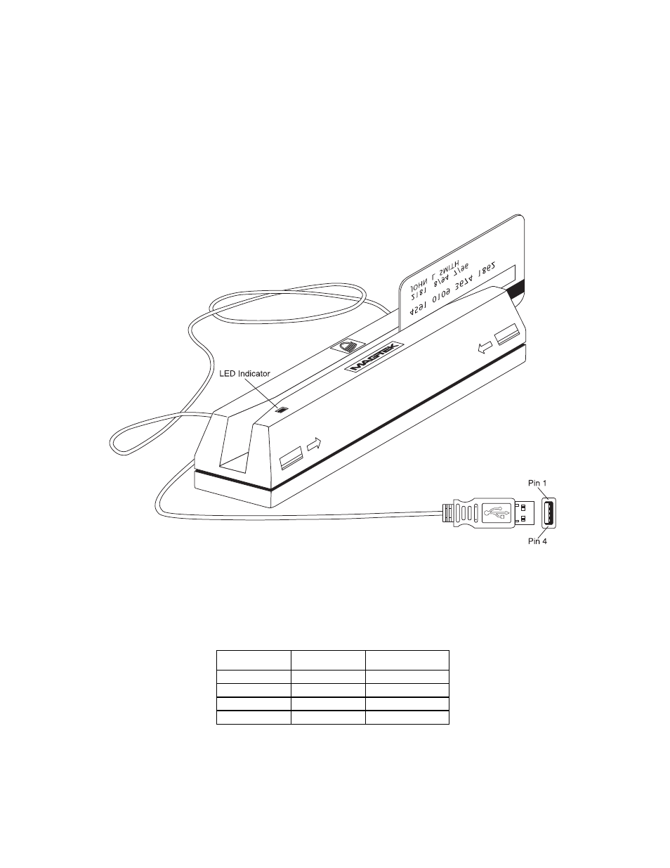 Section 2. installation, Usb connection, Figure 2-1. reader cable and connector | Table 2-1. 4-pin connector | MagTek USB MagnePrint Swipe Reader with Encryption User Manual | Page 15 / 72
