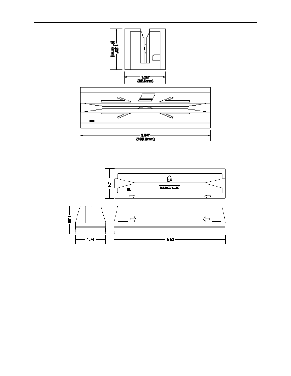 Figure 1-3. dimensions for full size reader | MagTek USB MagneSafe Swipe and Insert Reader V5 User Manual | Page 14 / 28