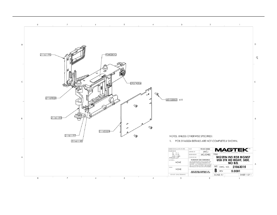Figure a-1. mounting specification for 21063015 | MagTek USB MagneSafe Swipe and Insert Reader V5 User Manual | Page 24 / 28
