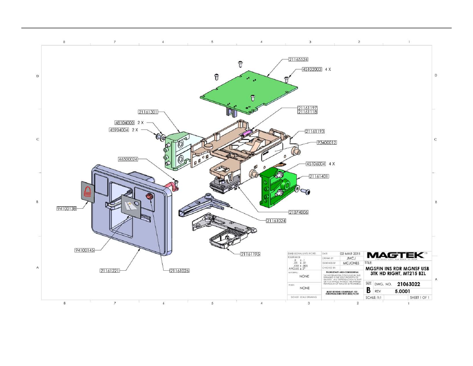Figure a-4. specification for 21063022 | MagTek USB MagneSafe Swipe and Insert Reader V5 User Manual | Page 27 / 28