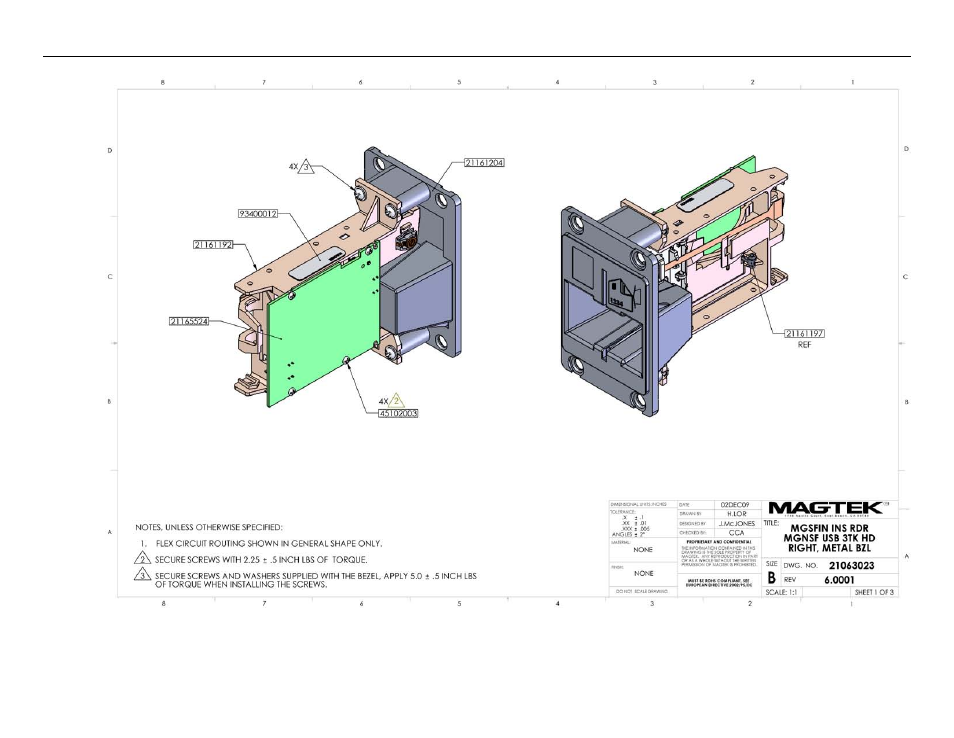 Figure a-5. specification for 21063023 | MagTek USB MagneSafe Swipe and Insert Reader V5 User Manual | Page 28 / 28