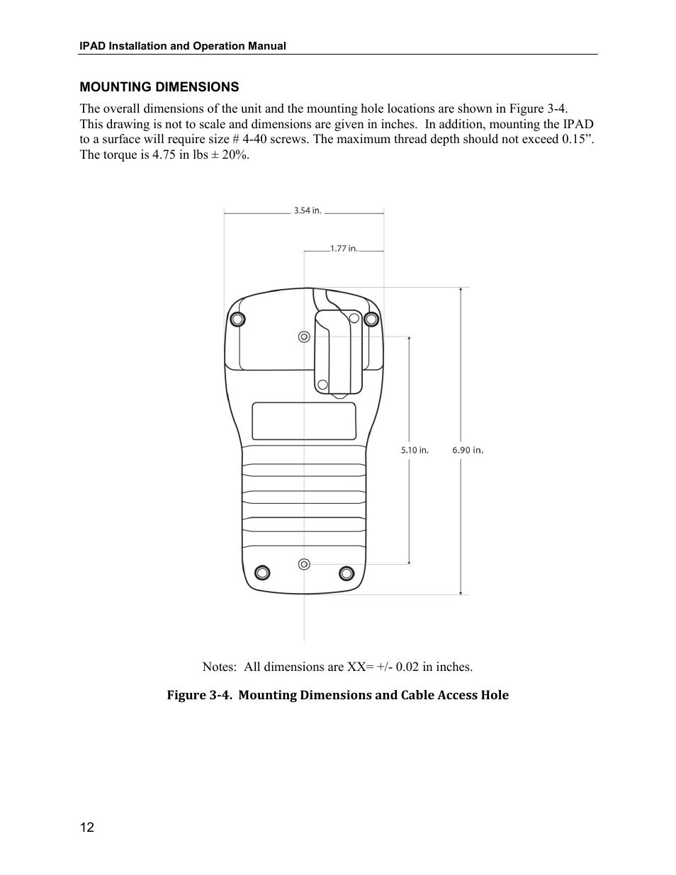 Mounting dimensions | MagTek IPAD99875382 User Manual | Page 18 / 26