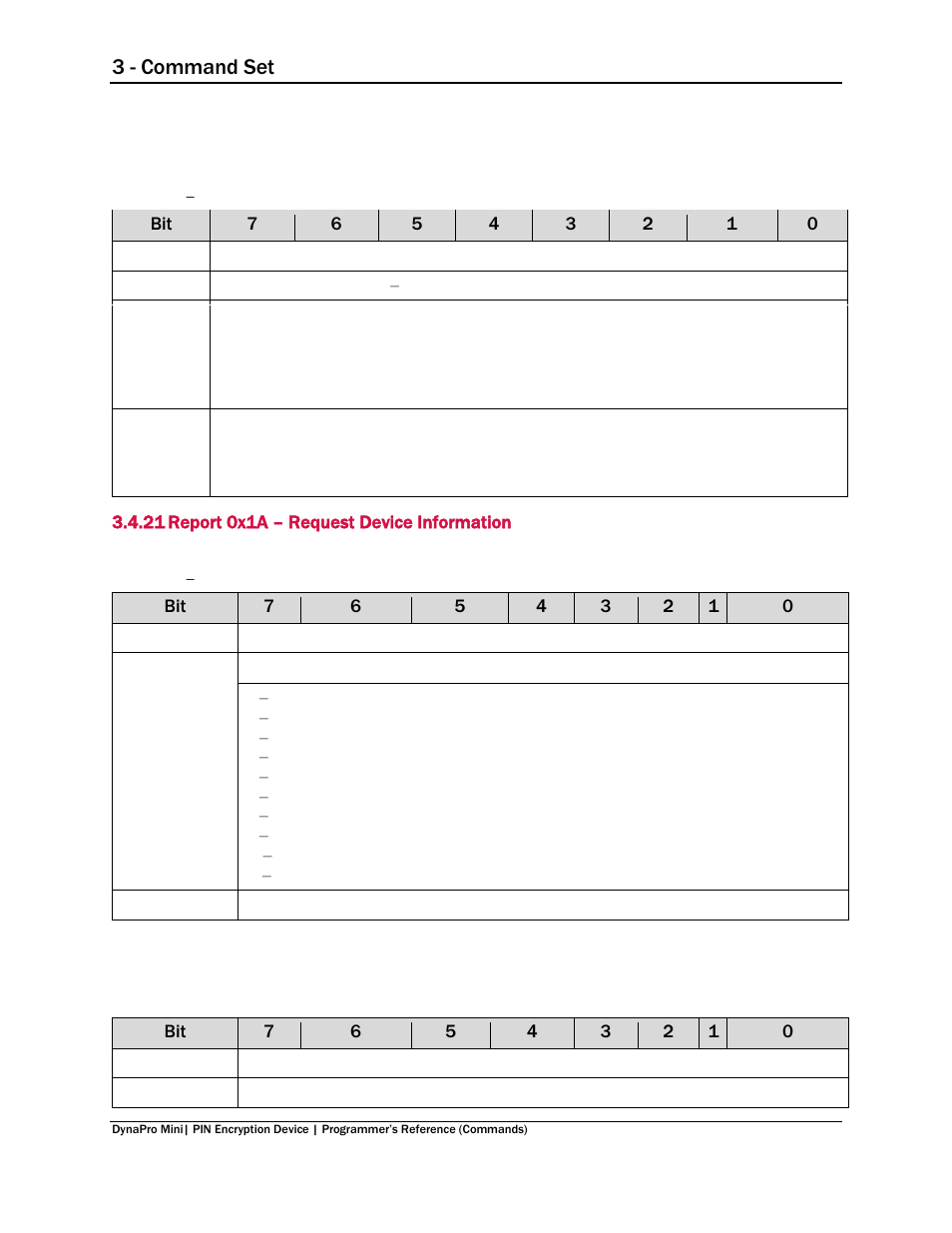 21 report 0x1a – request device information, Report 0x1a – request device information, 3 - command set | MagTek DynaPro Mini Programmer's99875629 User Manual | Page 47 / 114