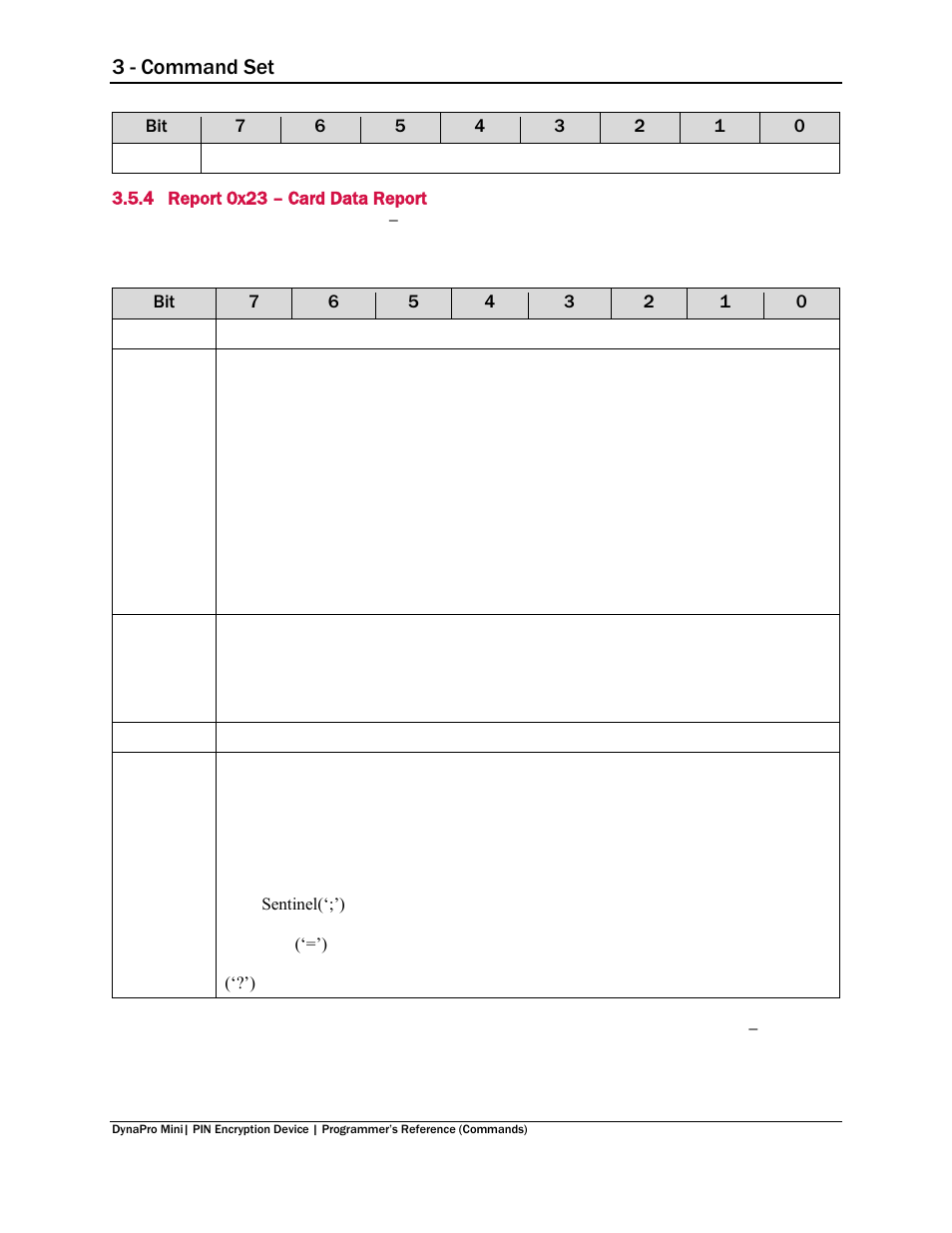 4 report 0x23 – card data report, Report 0x23 – card data report, Report 0x23 – card data report ) | 3 - command set | MagTek DynaPro Mini Programmer's99875629 User Manual | Page 57 / 114