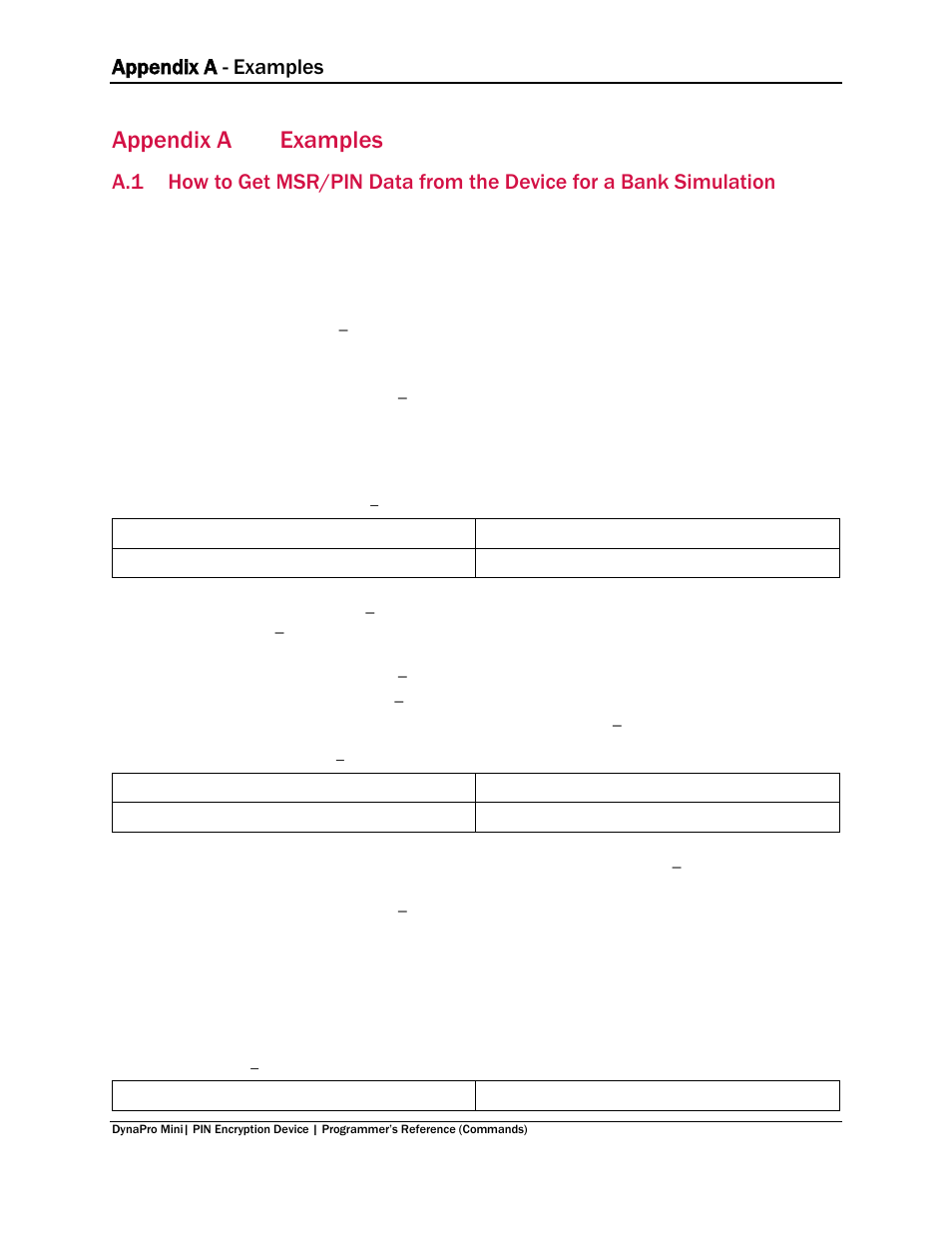 Appendix a examples, Appendix a, Examples | Appendix a - examples | MagTek DynaPro Mini Programmer's99875629 User Manual | Page 77 / 114