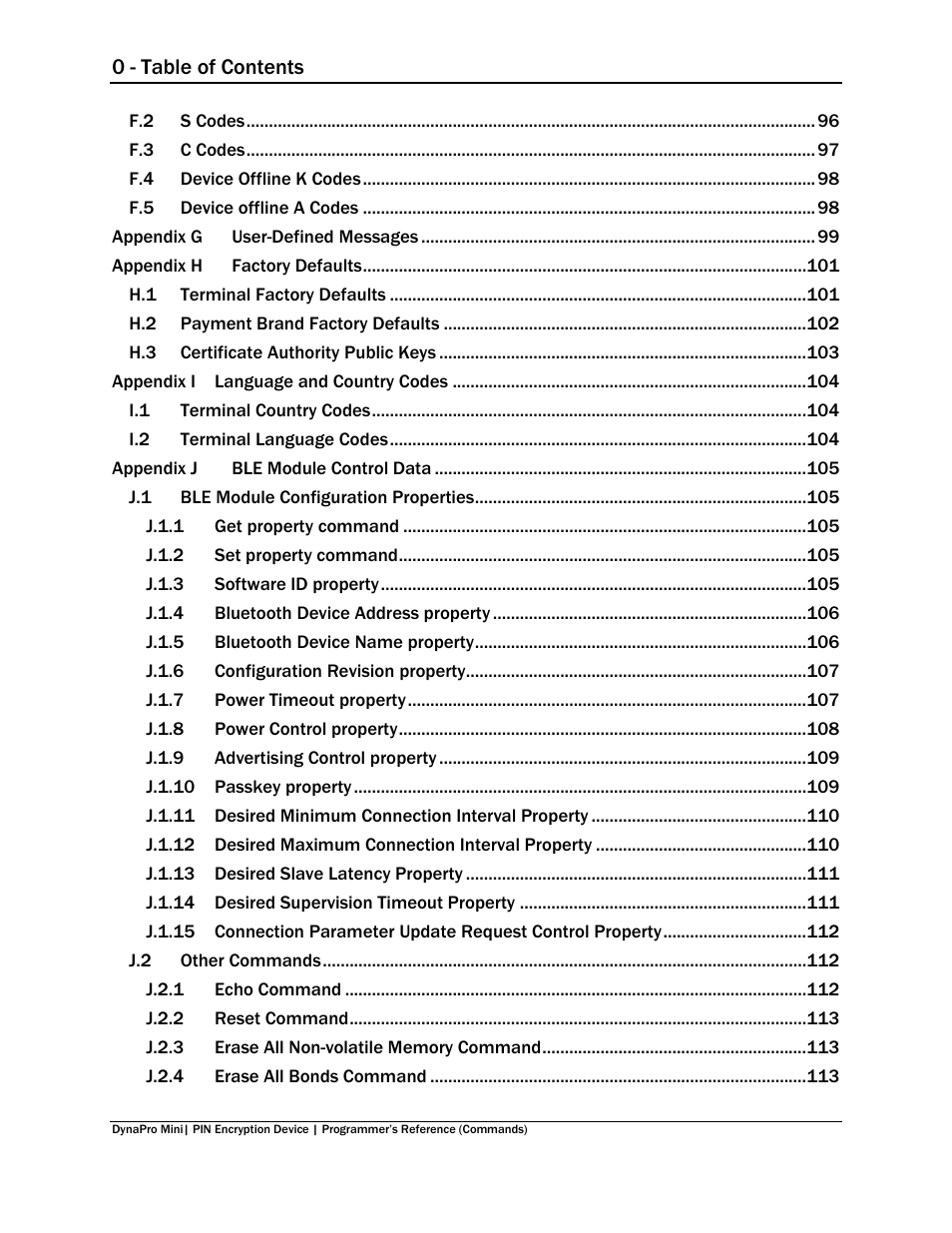 0 - table of contents | MagTek DynaPro Mini Programmer's99875629 User Manual | Page 8 / 114