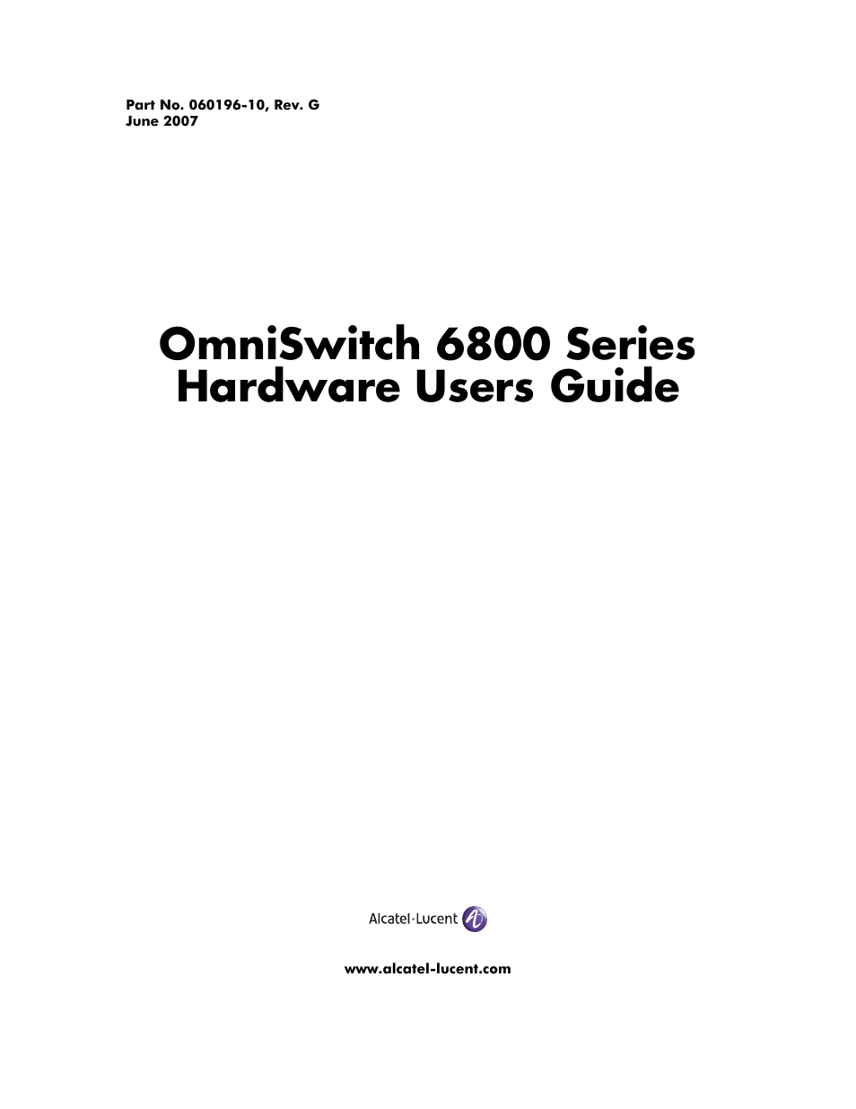 Alcatel-Lucent OMNISWITCH 6800 User Manual | 134 pages