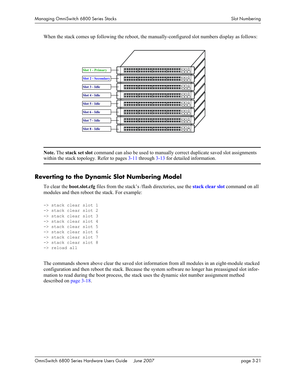Reverting to the dynamic slot numbering model, Reverting to the dynamic slot numbering model -21 | Alcatel-Lucent OMNISWITCH 6800 User Manual | Page 101 / 134