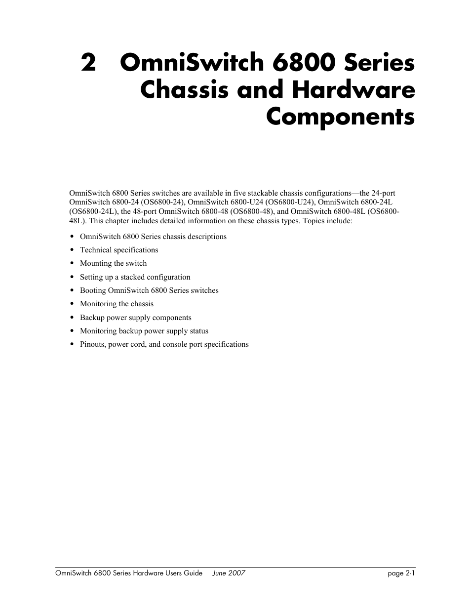 Chapter 2, Chapter 2, “omniswitch 6800 series, Chassis and hardware components | Components, Chapter 2, “omniswitch 6800 series chassis, And hardware components, Refer to | Alcatel-Lucent OMNISWITCH 6800 User Manual | Page 27 / 134
