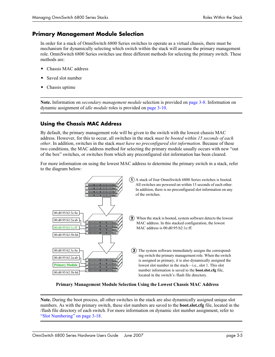 Primary management module selection, Primary management module selection -5 | Alcatel-Lucent OMNISWITCH 6800 User Manual | Page 85 / 134