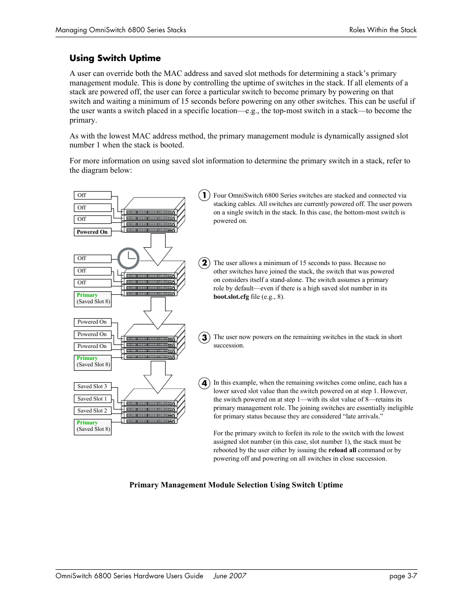 Using switch uptime | Alcatel-Lucent OMNISWITCH 6800 User Manual | Page 87 / 134