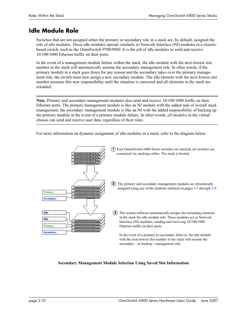Idle module role, Idle module role -10, Idle module | Alcatel-Lucent OMNISWITCH 6800 User Manual | Page 90 / 134