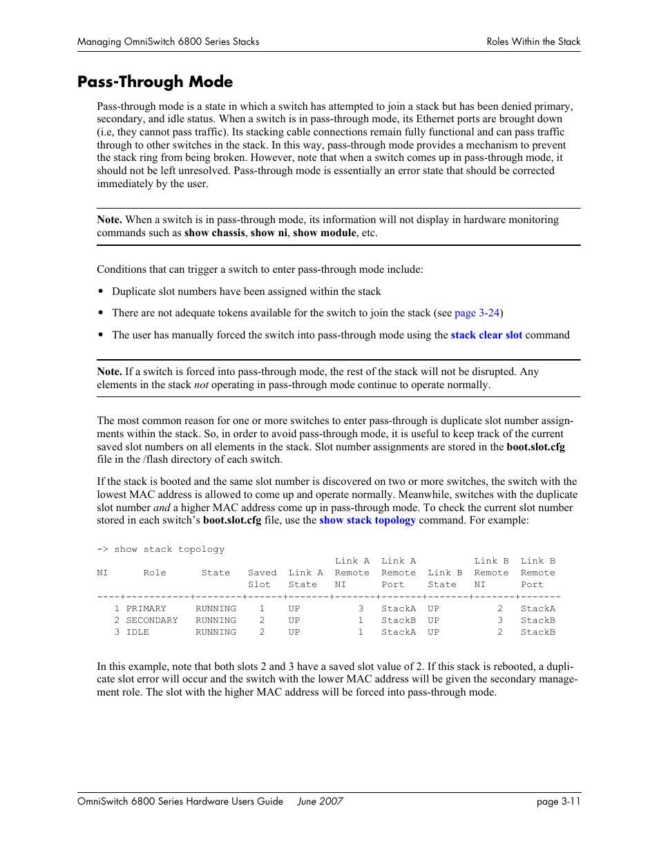 Pass-through mode, Pass-through mode -11 | Alcatel-Lucent OMNISWITCH 6800 User Manual | Page 91 / 134