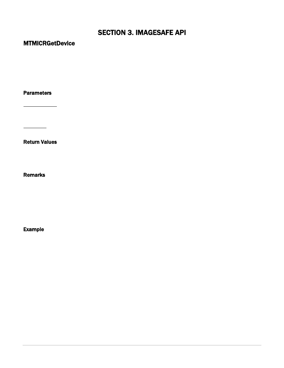 Imagesafe api, Mtmicrgetdevice | MagTek IMAGESAFE99875500 User Manual | Page 15 / 109