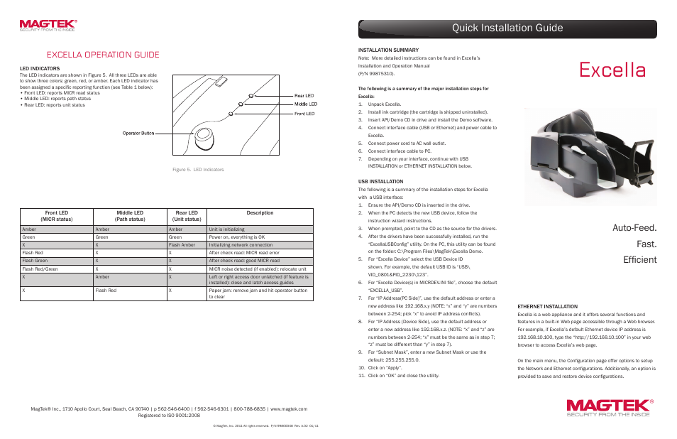 MagTek Excella99800048 User Manual | 2 pages