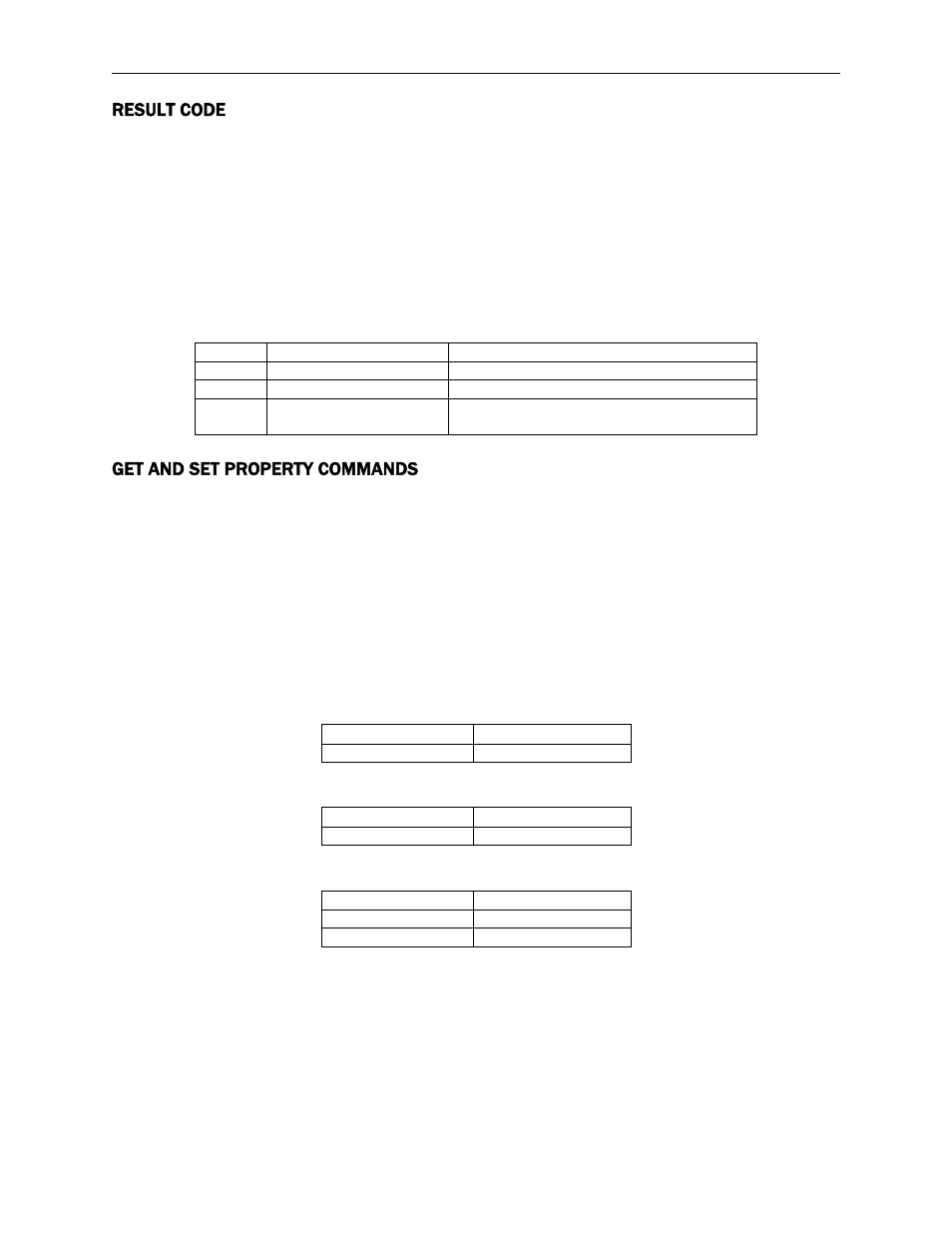 Result code, Get and set property commands | MagTek MICRSafe99875466 User Manual | Page 34 / 79