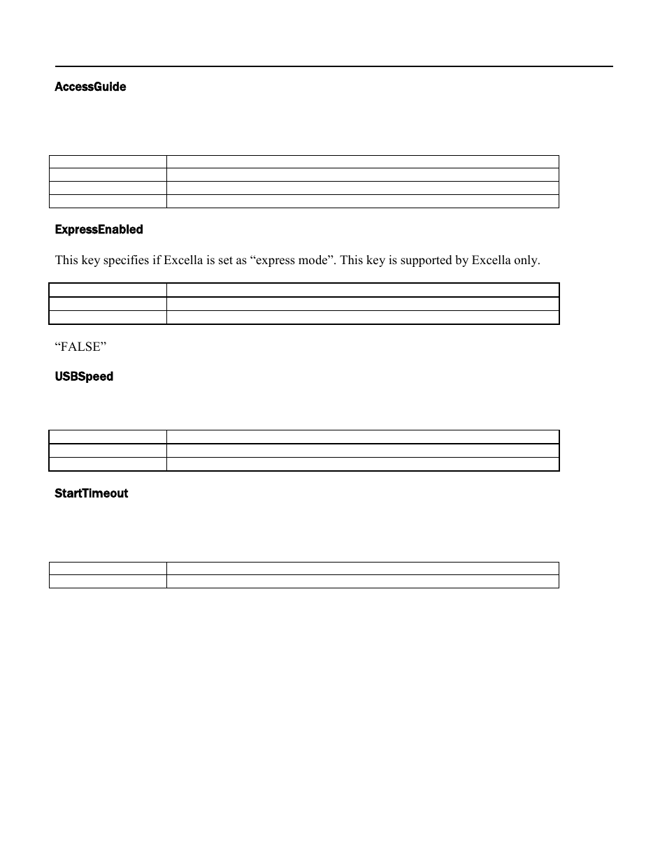 Accessguide, Expressenabled, Usbspeed | Starttimeout | MagTek Excella STX99875340 User Manual | Page 105 / 137