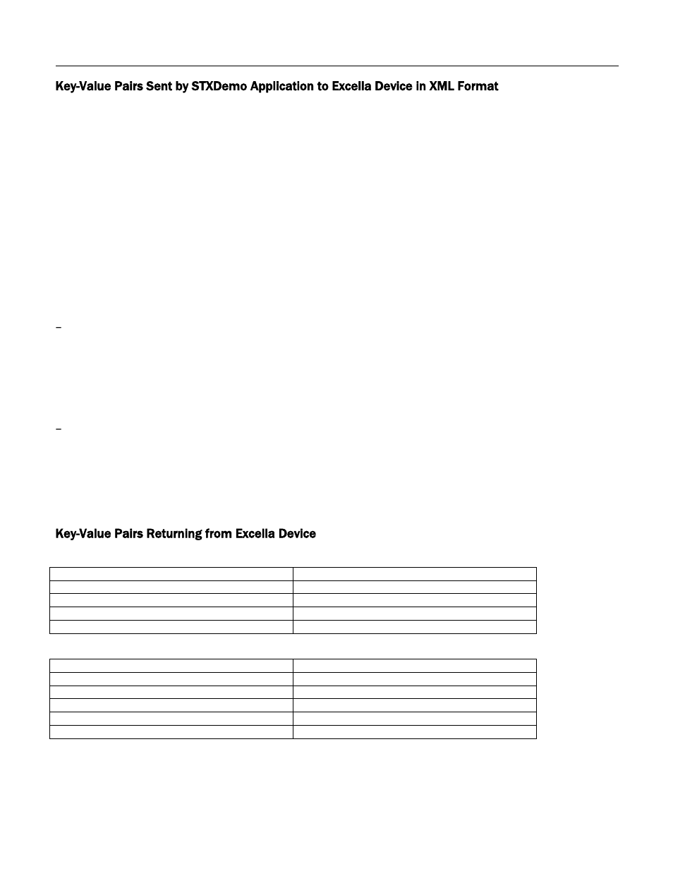 Key-value pairs returning from excella device | MagTek Excella STX99875340 User Manual | Page 108 / 137