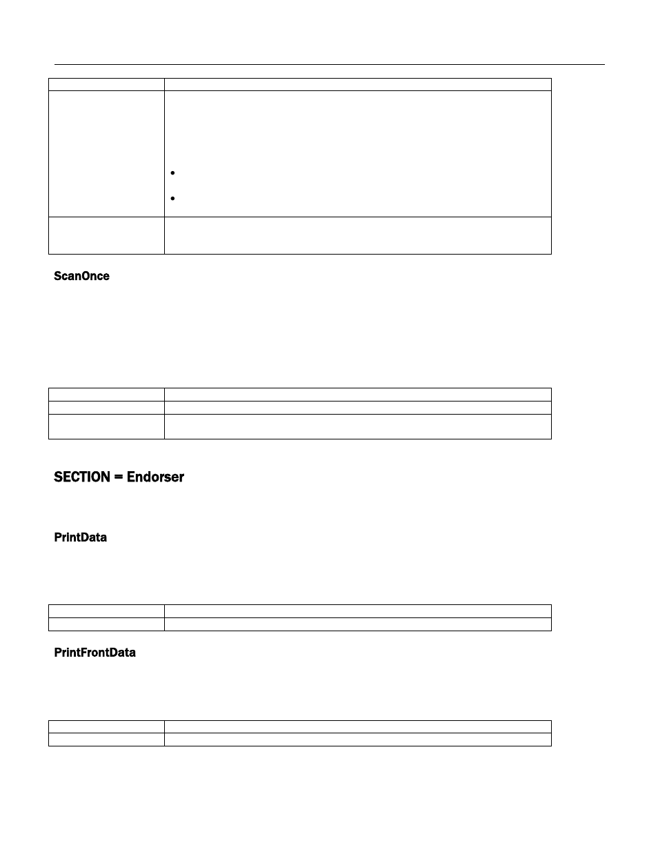 Scanonce, Section = endorser, Printdata | Printfrontdata | MagTek Excella STX99875340 User Manual | Page 68 / 137