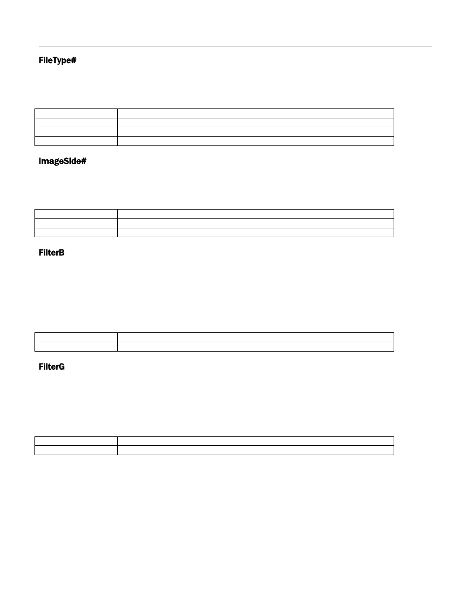 Filetype, Imageside, Filterb | Filterg | MagTek Excella STX99875340 User Manual | Page 74 / 137