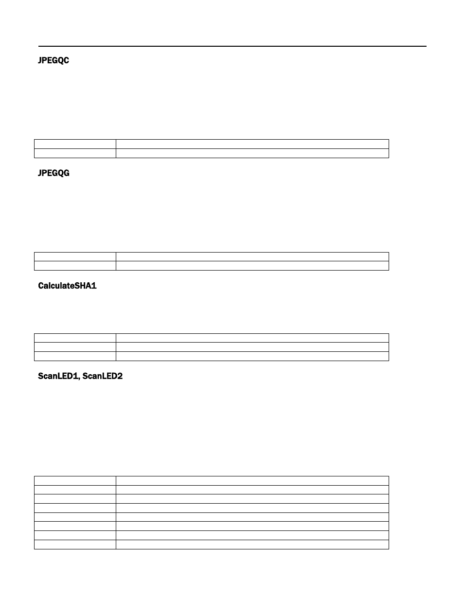 Jpegqc, Jpegqg, Calculatesha1 | Scanled1, scanled2, Able, Alues for, Llumination, Olors | MagTek Excella STX99875340 User Manual | Page 75 / 137