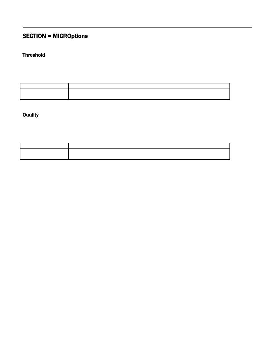Section = microptions, Threshold, Quality | MagTek Excella STX99875340 User Manual | Page 77 / 137