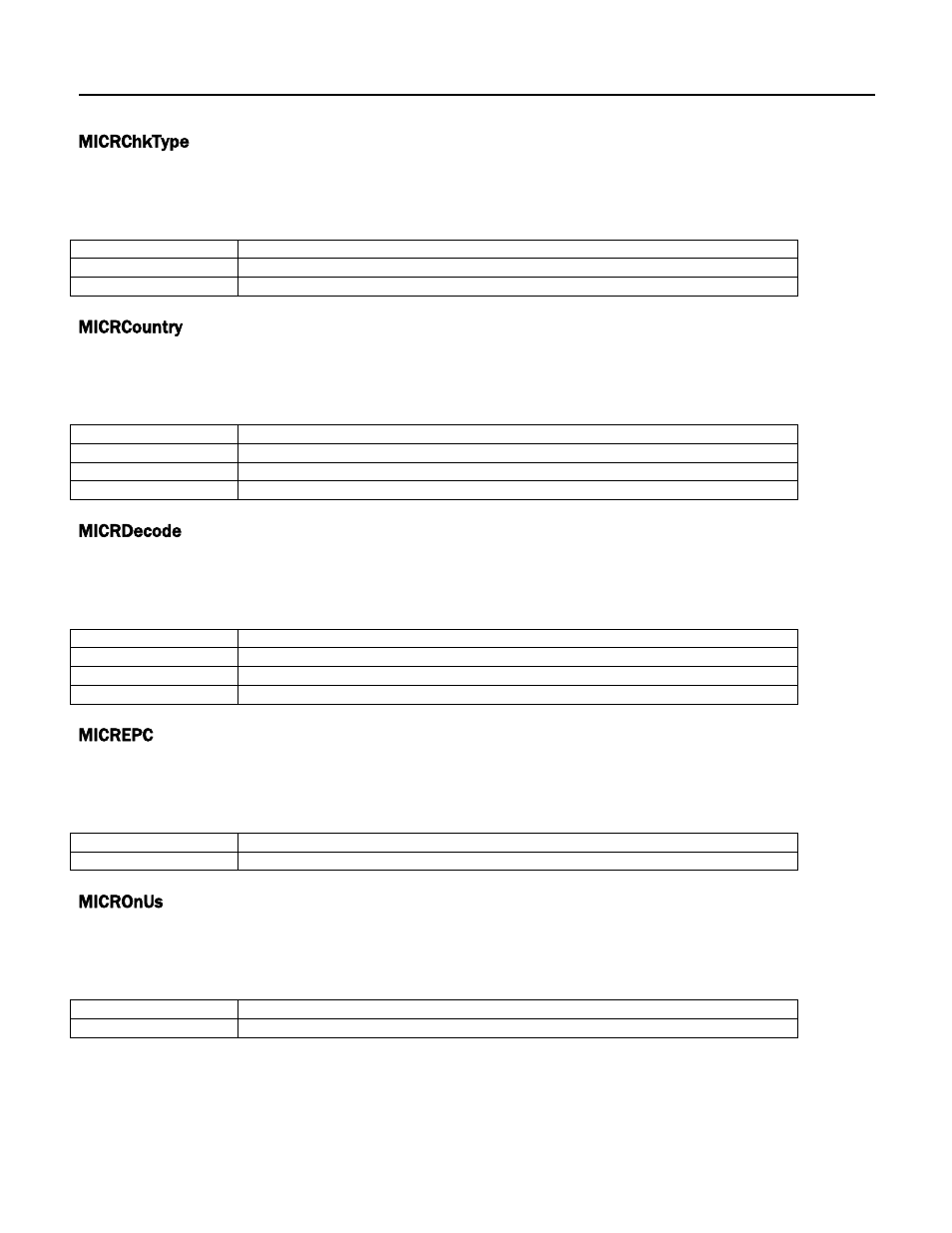 Micrchktype, Micrcountry, Micrdecode | Micrepc, Micronus | MagTek Excella STX99875340 User Manual | Page 87 / 137