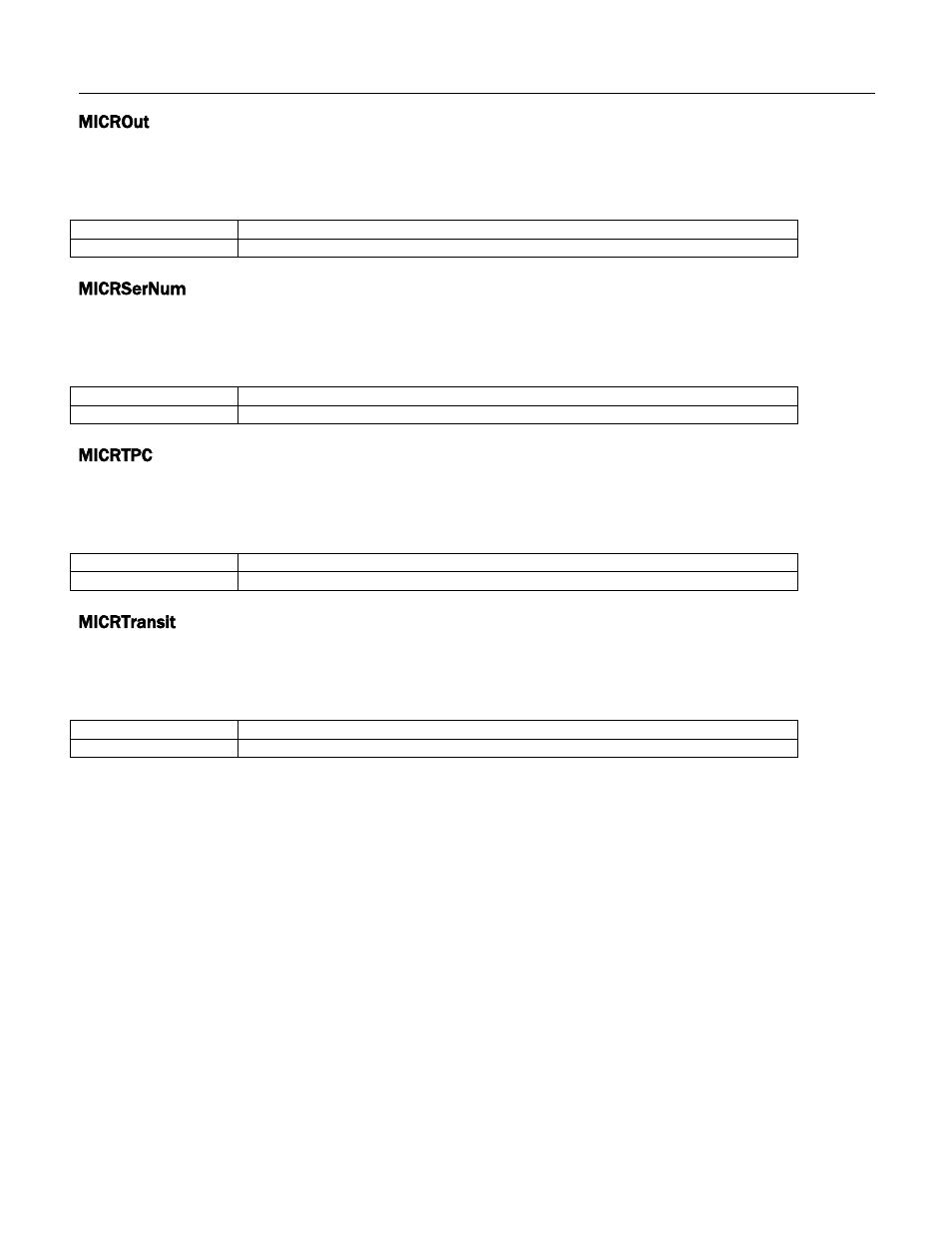 Microut, Micrsernum, Micrtpc | Micrtransit | MagTek Excella STX99875340 User Manual | Page 88 / 137