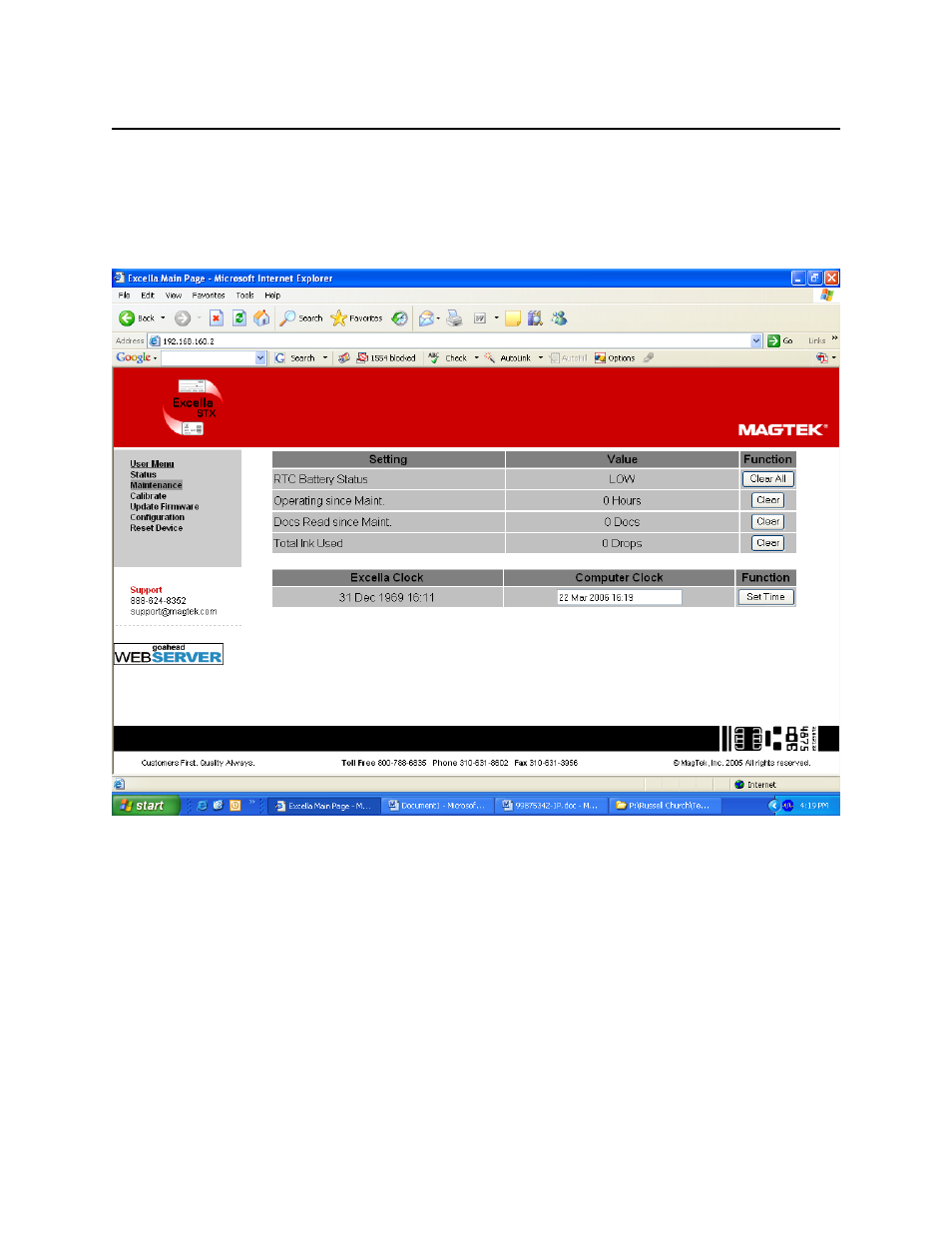 Maintenance, Calibrate | MagTek Excella STX99875342 User Manual | Page 30 / 47