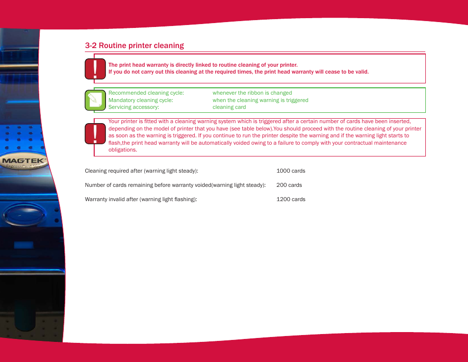 2 routine printer cleaning | MagTek EC500 99875172 User Manual | Page 19 / 49