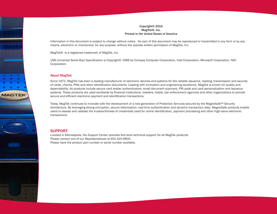 Support | MagTek EC500 99875172 User Manual | Page 2 / 49