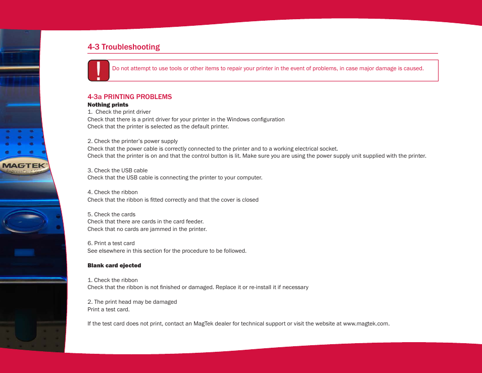 3 troubleshooting | MagTek EC500 99875172 User Manual | Page 29 / 49